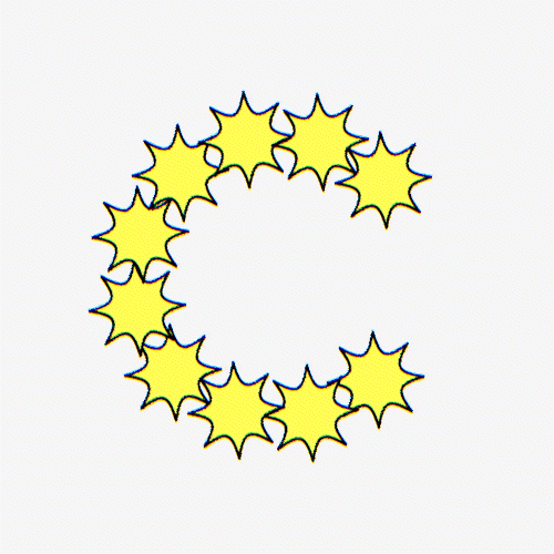 This may contain: yellow stars are arranged in the shape of a circle