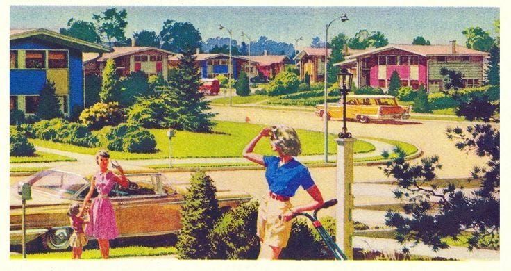 Mid-century suburbia. #vintage #1950s #1960s #family | The vintage ... | Retro photography ...
