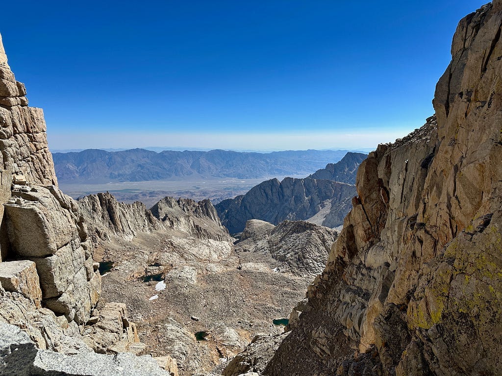 View down over 1,000 feet to valley floor