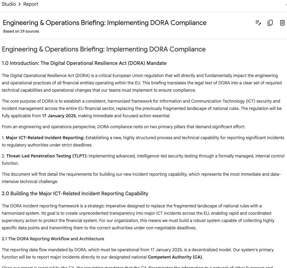 Screenshot 15: Engineering & Operations Briefing: Implementing DORA Compliance Screenshot 15: Engineering & Operations Briefing: Implementing DORA Compliance