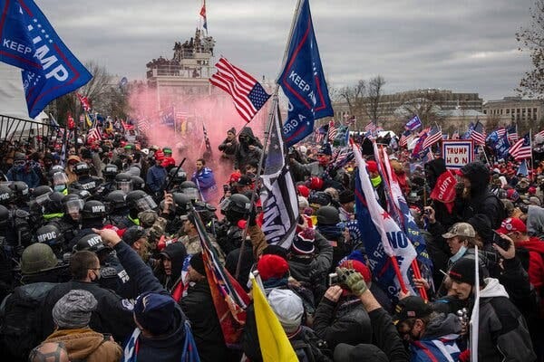 A clash at the Capitol on Jan. 6, 2021.