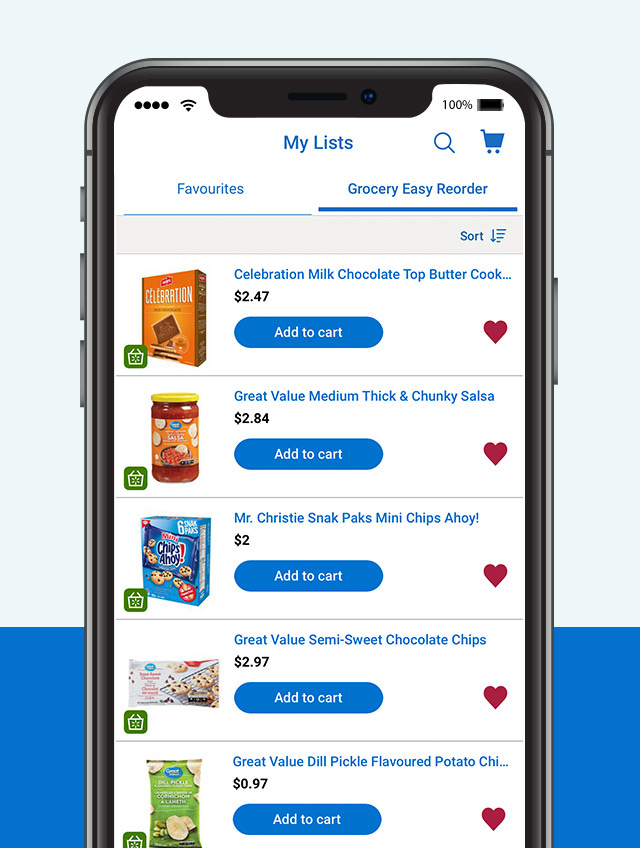 Easy reorder - After your first online grocery order, easily reorder your past purchases from one easy place. 