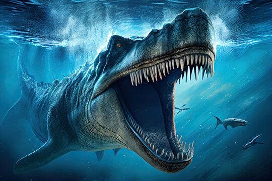 Mosasaurus dinosaur, aquatic squamate reptile Mosasaurus dinosaur, aquatic squamate reptile