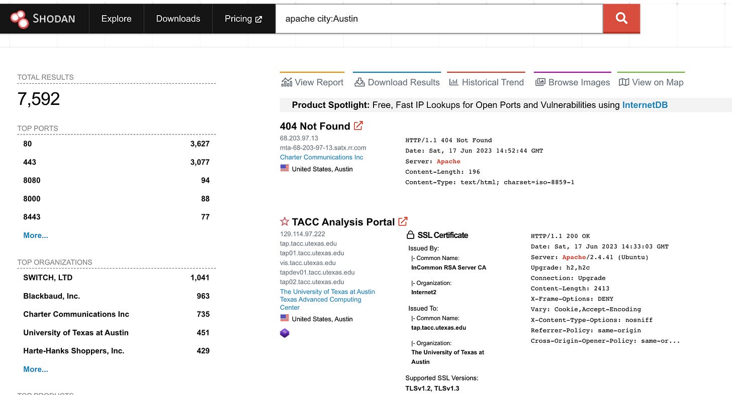 Shodan search apache