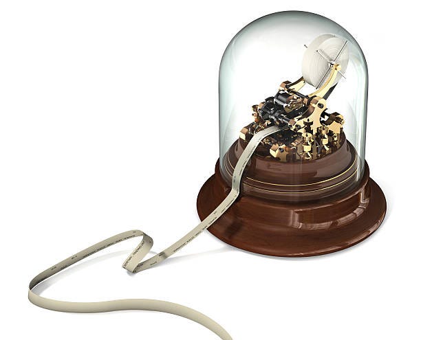 Ticker Tape Machine On White-foton och fler bilder på Skrivare för  börsnoteringar - Skrivare för börsnoteringar, Kurstavla, Telegrafremsa -  iStock