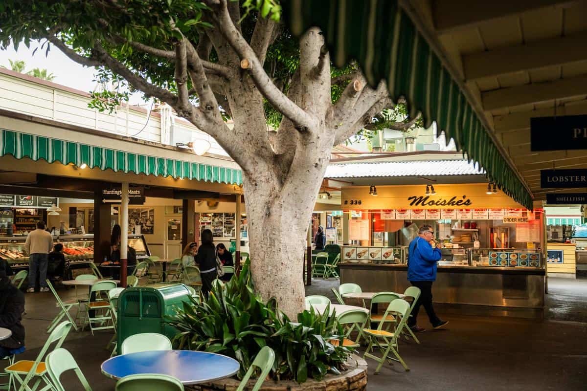 inside the courtyard at the Los Angeles Original Farmers Market