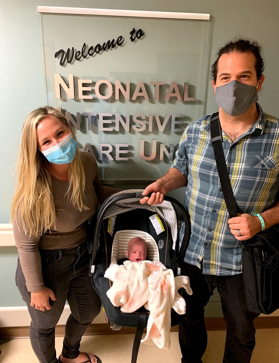 Seana and Drew leaving the NICU with baby Damian after 63 days Seana and Drew leaving the NICU with baby Damian after 63 days
