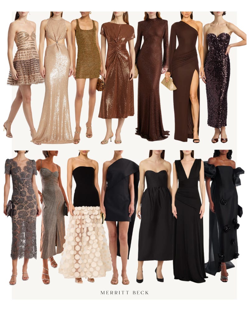 Neutral occasion dresses you can wear now and into fall