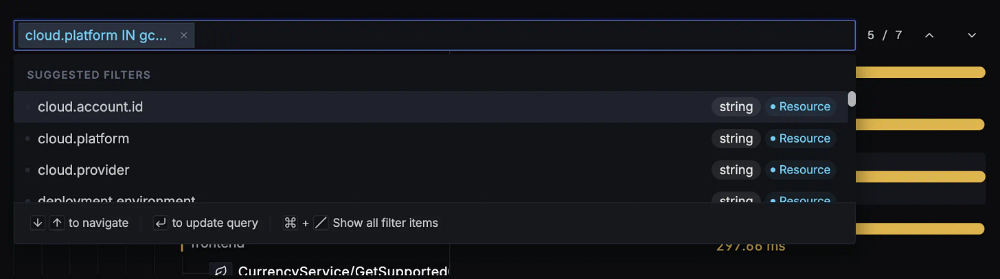 Search spans with attributes