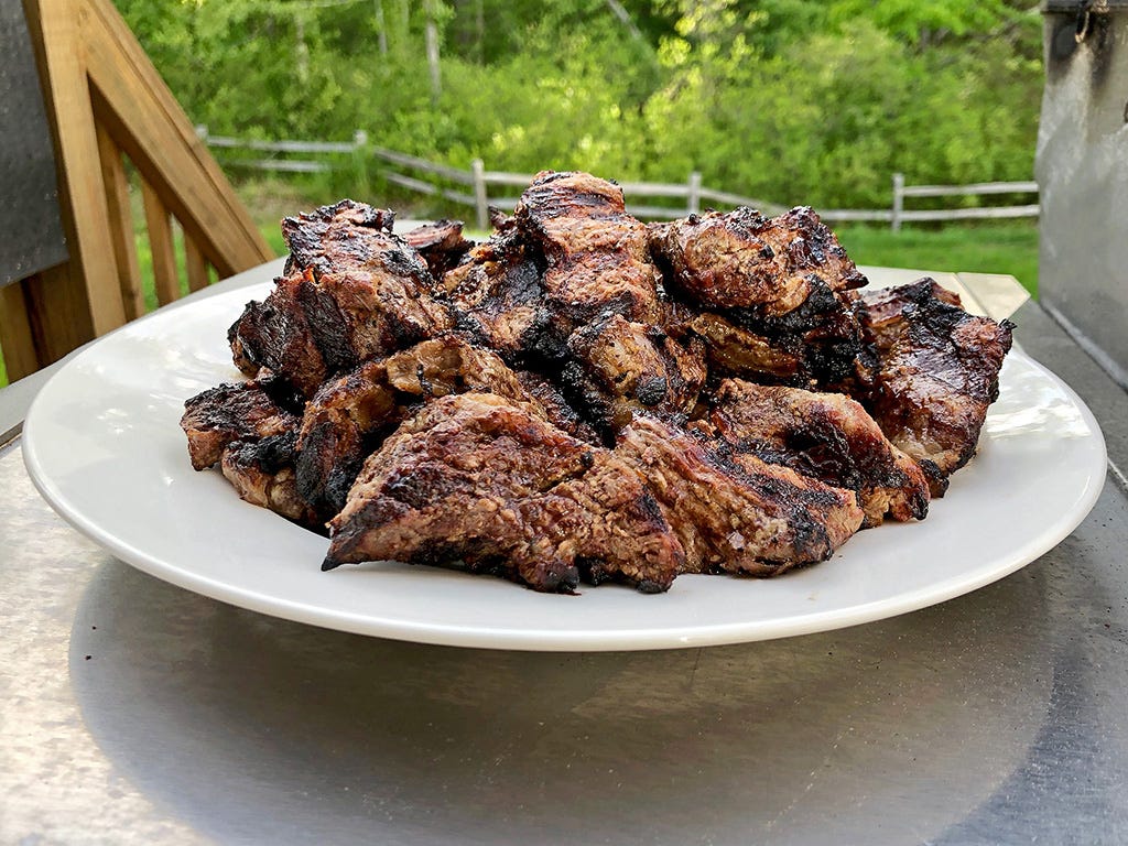 Grilled Steak Tips Marinated in Yogurt