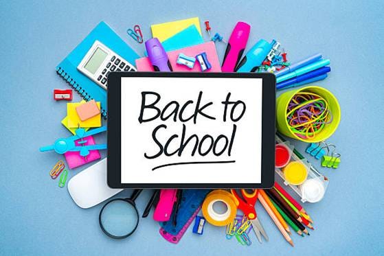 Concept of education and technology. School supplies and digital tablet, computer keyboard and mouse on blue background. Back to school Concept of education and technology. School supplies and digital tablet, computer keyboard and mouse on blue background. Back to school back to school stock pictures, royalty-free photos & images