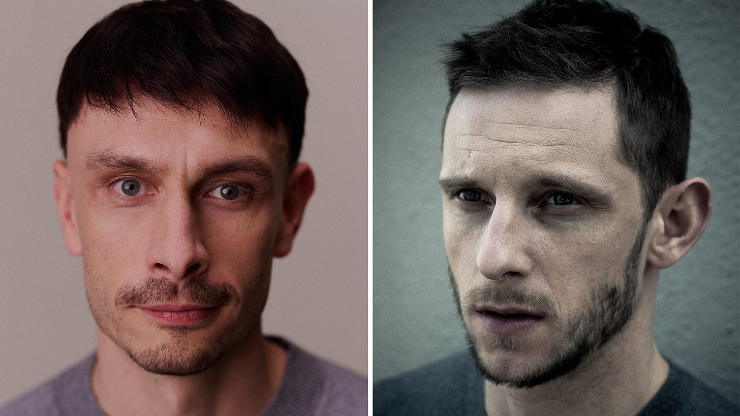 Headshots of Richard Gadd and Jamie Bell.