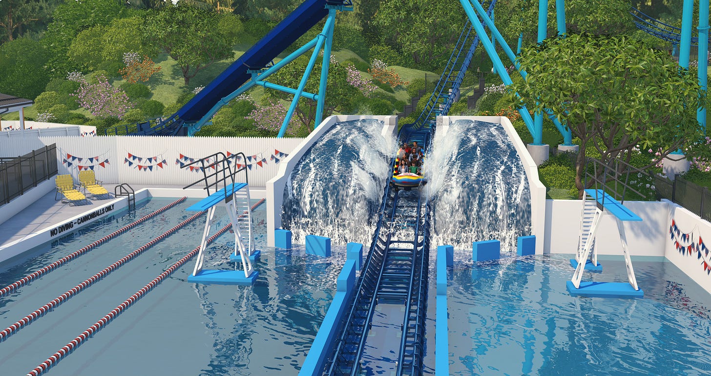 Cannonball water coaster rendering at Holiday World Cannonball water coaster rendering at Holiday World