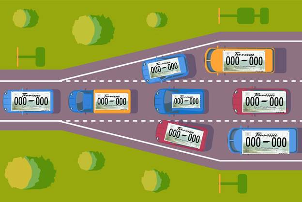 Bottleneck traffic jam. Road dence traffic on motorway or highwa ...