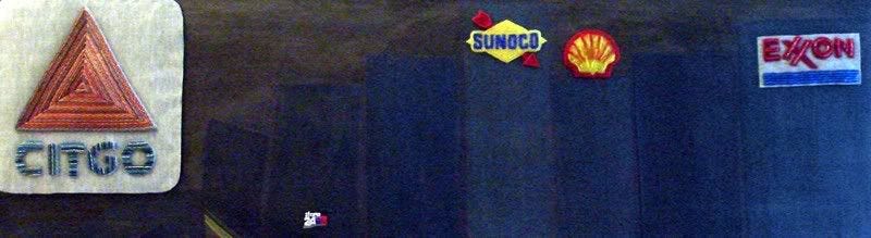 Bead embroidery pop art Boston trolley MBTA T beaded citgo gas station sign sunoco shell kenmore sq.