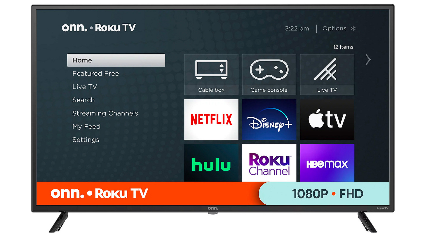 Onn. TV on a white background Onn. TV on a white background