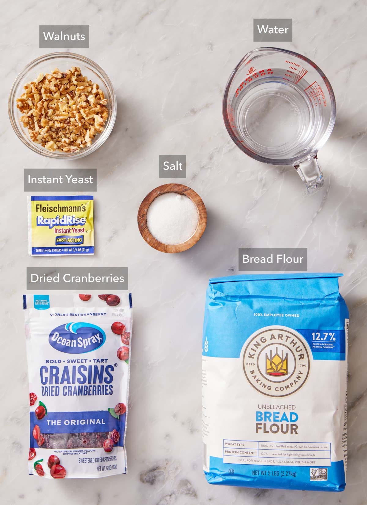 No-Knead Cranberry Walnut Bread - by John Kanell