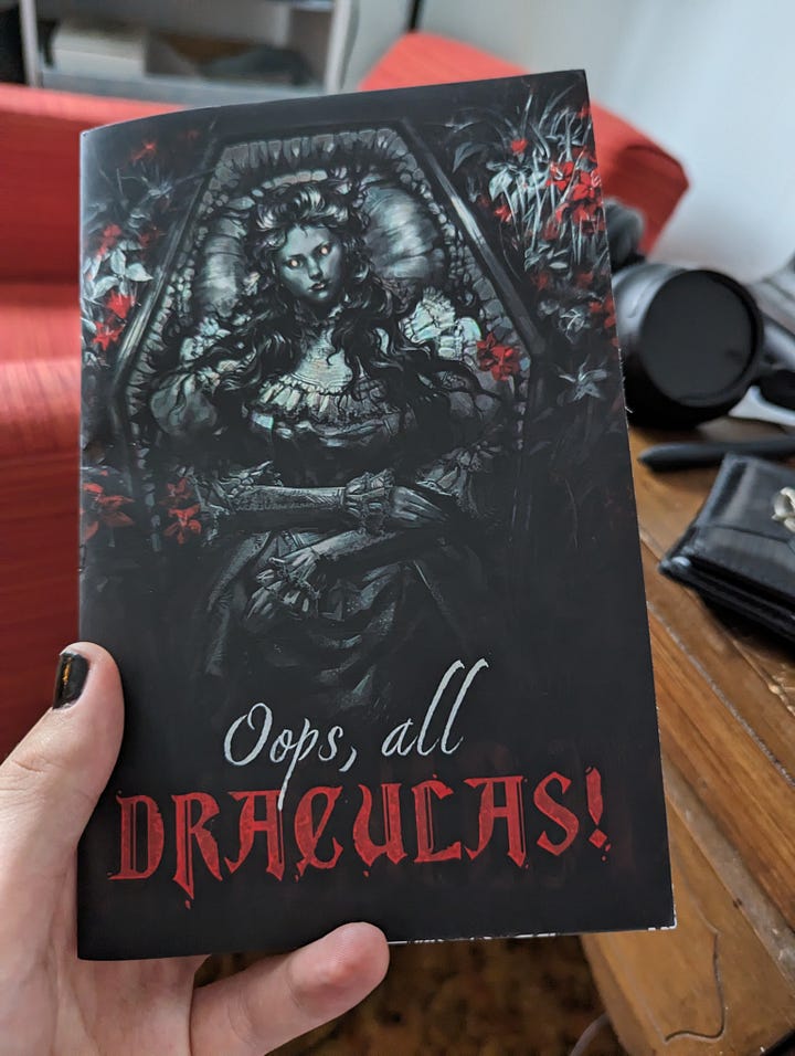 Front cover of the game, and art spread of a rat casting a vampiric shadow on the wall