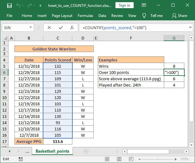 How to use COUNTIF function in Excel
