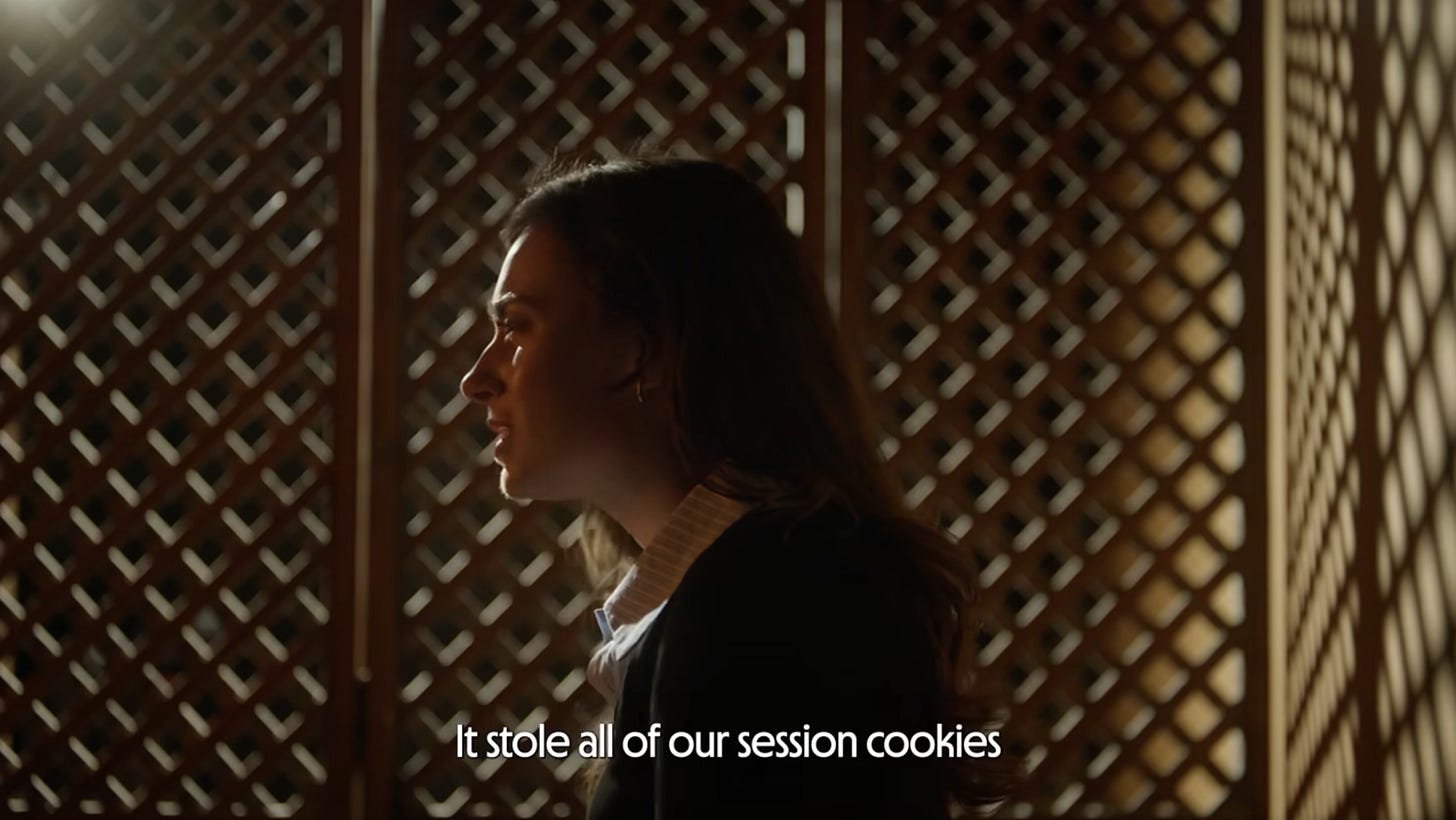 Confessional scene from Confess Your Sins campaign video. Confessional scene from Confess Your Sins campaign video.