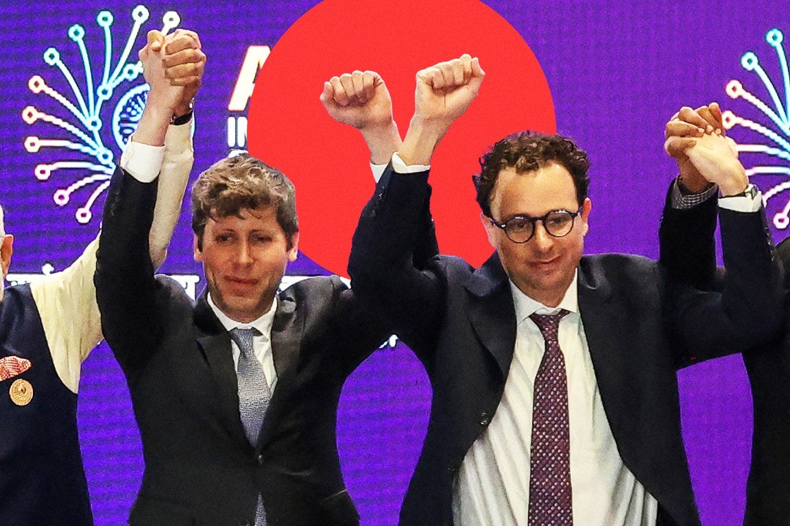 OpenAI CEO Sam Altman and Anthropic CEO Dario Amodei refuse to join hands onstage at an event with Indian prime minister Narendra Modi.