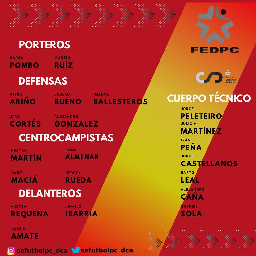 Convocatoria de la selección española de fútbol PC/DCA Convocatoria de la selección española de fútbol PC/DCA