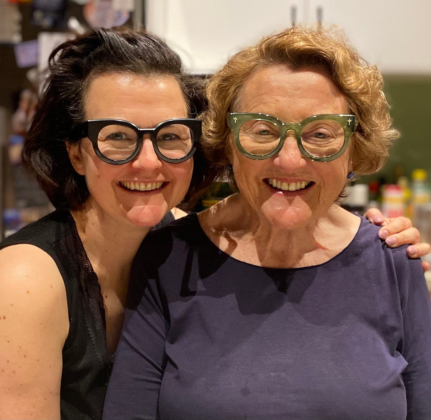Fleur Hull and Beverley Hull with matching glasses by Valley Eyewear