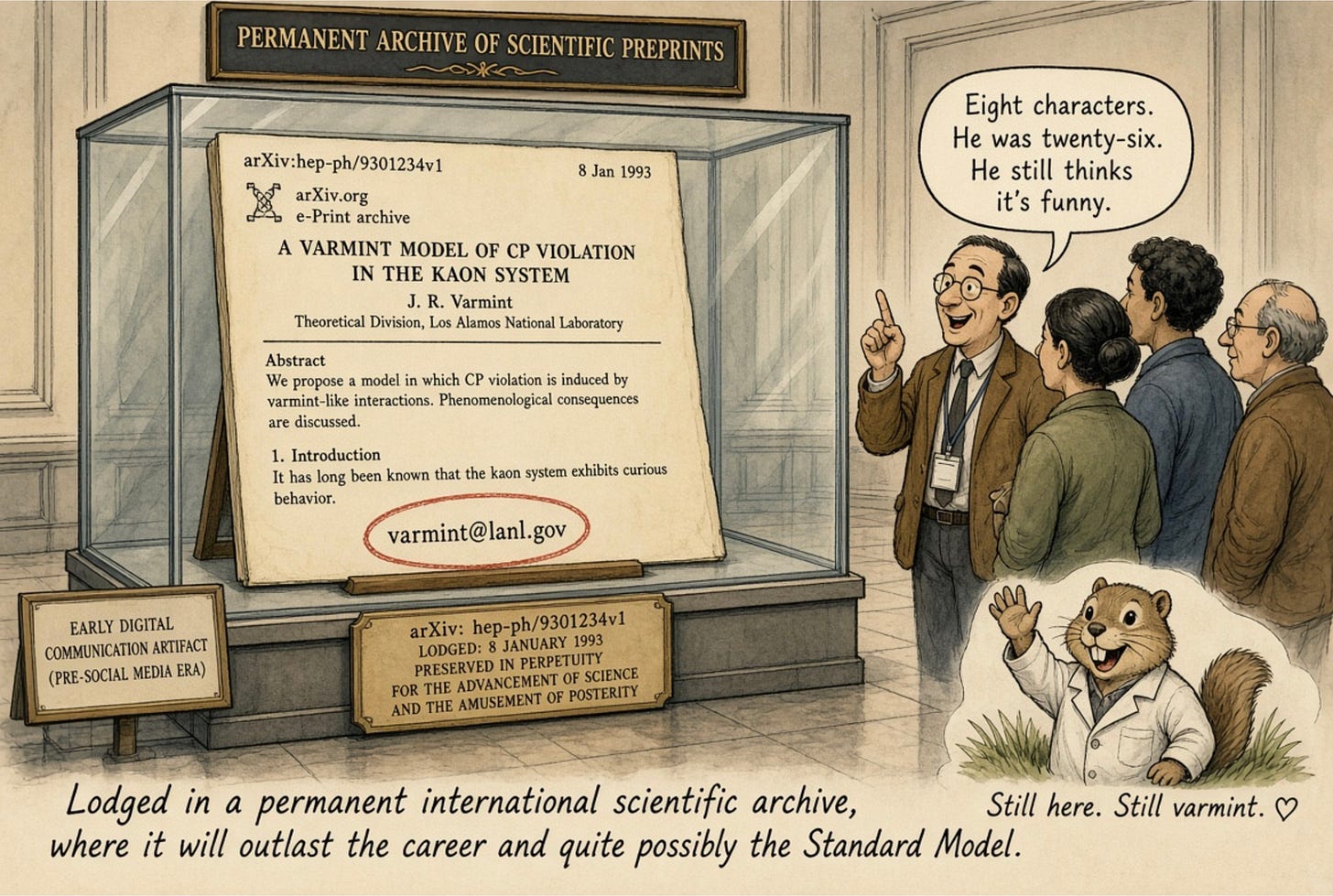 A cartoon scientific preprint archive preserving the youthful email name varmint. A cartoon scientific preprint archive preserving the youthful email name varmint.
