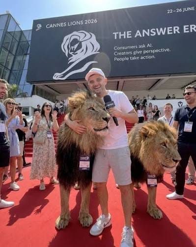 The Lions have officially joined the Cannes jury 🦁 At Cannes Lions 2026,  the red carpet got one of its most unexpected festival moments as two lions  appeared with official Jury badges,