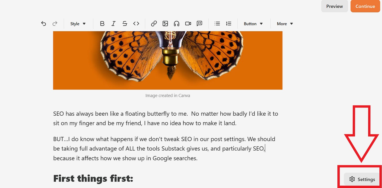 Screenshot of Substack post settings Screenshot of Substack post settings