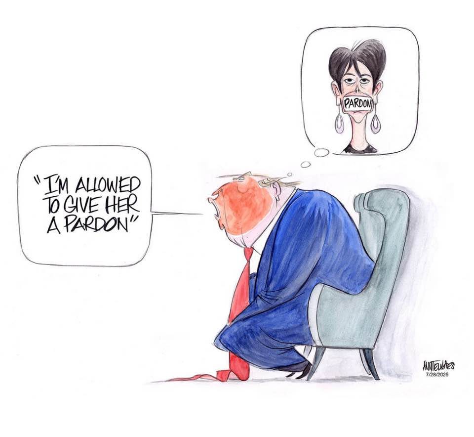 May be an illustration of text that says 'PARDOM "I'M ALLOWED TO GIVE TOGIVEHER HER A PARDON" ANITEANTES 7/28/2025 7/28/2025' May be an illustration of text that says 'PARDOM "I'M ALLOWED TO GIVE TOGIVEHER HER A PARDON" ANITEANTES 7/28/2025 7/28/2025'