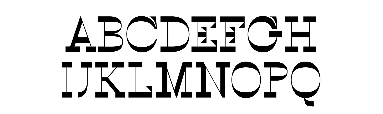 The revival typeface before and after being flipped.