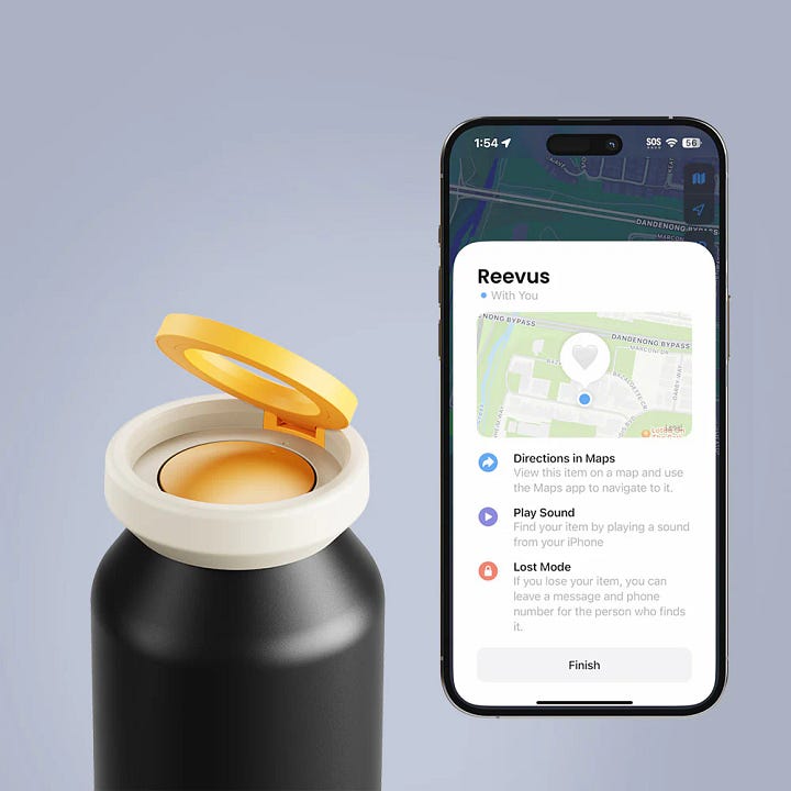 Find My AirTag water bottle iPhone iOS