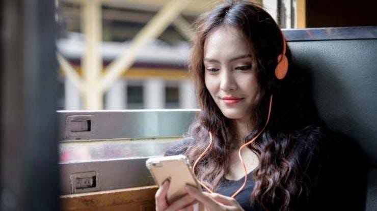 Listening music headphones phone thumbnail