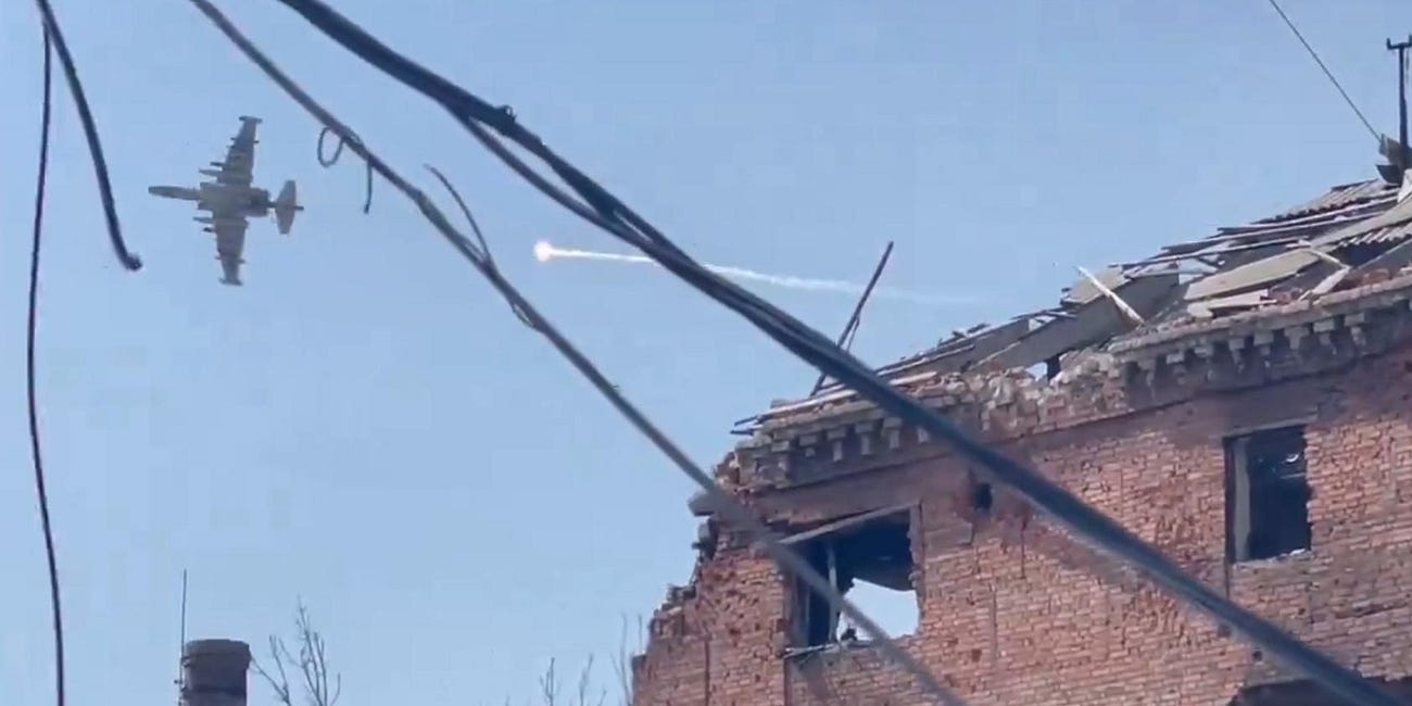 Their Pilots Unafraid of Depleted Ukrainian Air-Defenses, Russian Air Force Sukhoi Su-25s Are Flying Close Air Support Around Chasiv Yar