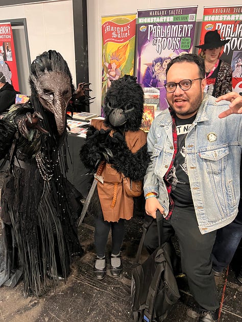 An assortment of photos of Henry taking photos with his friends at Thought Bubble.