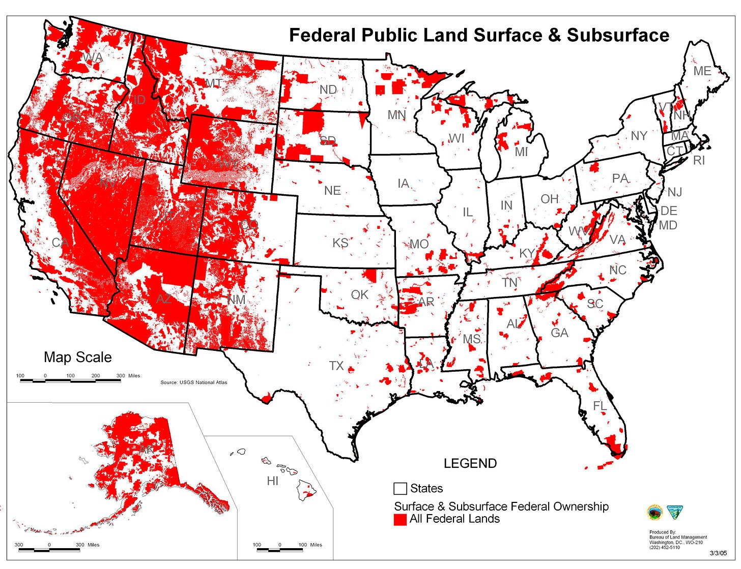 r/MapPorn - State owned vs federal land in the US
