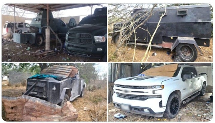 Homemade Cartel "Monstruoso" armored vehicles seized in San Fernando, Tamaulipas, Mexico (Feb.18. 2025) Homemade Cartel "Monstruoso" armored vehicles seized in San Fernando, Tamaulipas, Mexico (Feb.18. 2025)