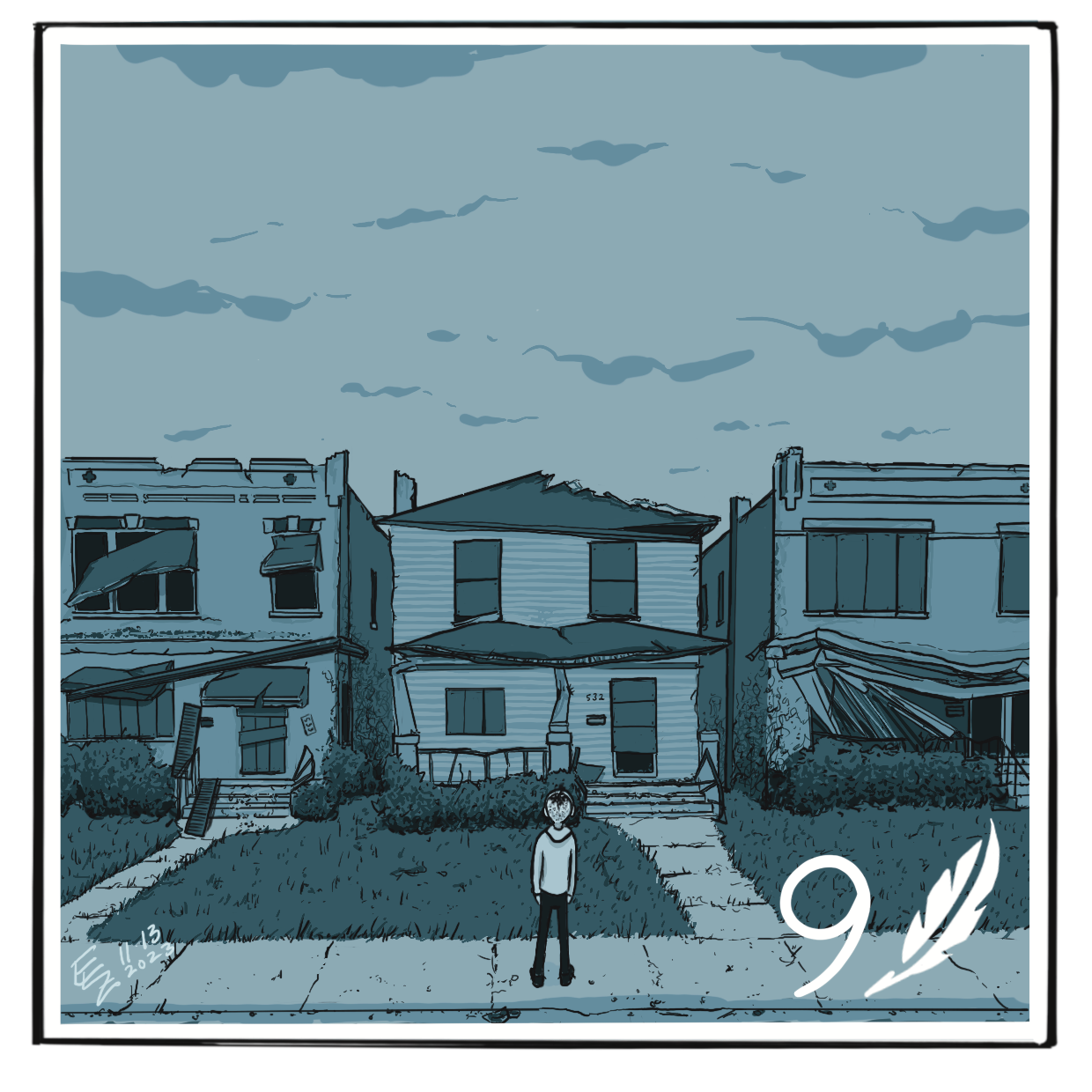 Inktober 33 – Nine of Swords