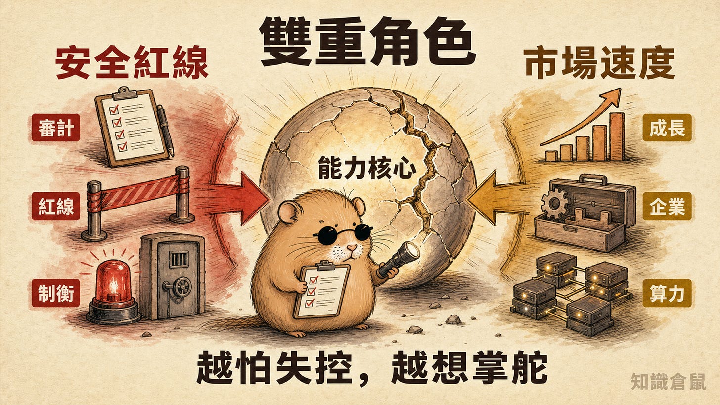 Anthropic 的雙重角色：安全紅線與市場速度同時拉扯能力核心。