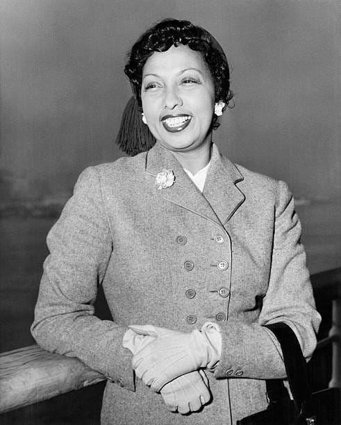 New York, NY: Josephine Baker, St. Louis-born entertainer, arrives aboard the French liner SS Liberte, Oct. 3. Her arrival marked the third time in...