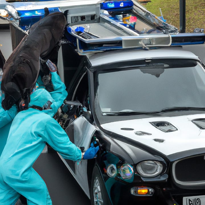 A black jaguar being caught and taken by the police in a helicopter