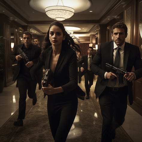 Images for heist, singing, car chase + movie still Midjourney prompt