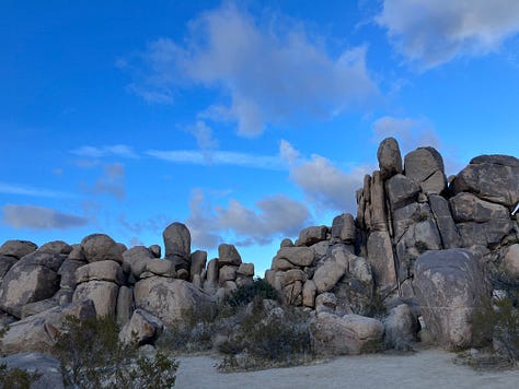 Joshua Trees, Boulders and rock outcroppings, Joshua Tree National Park Sign