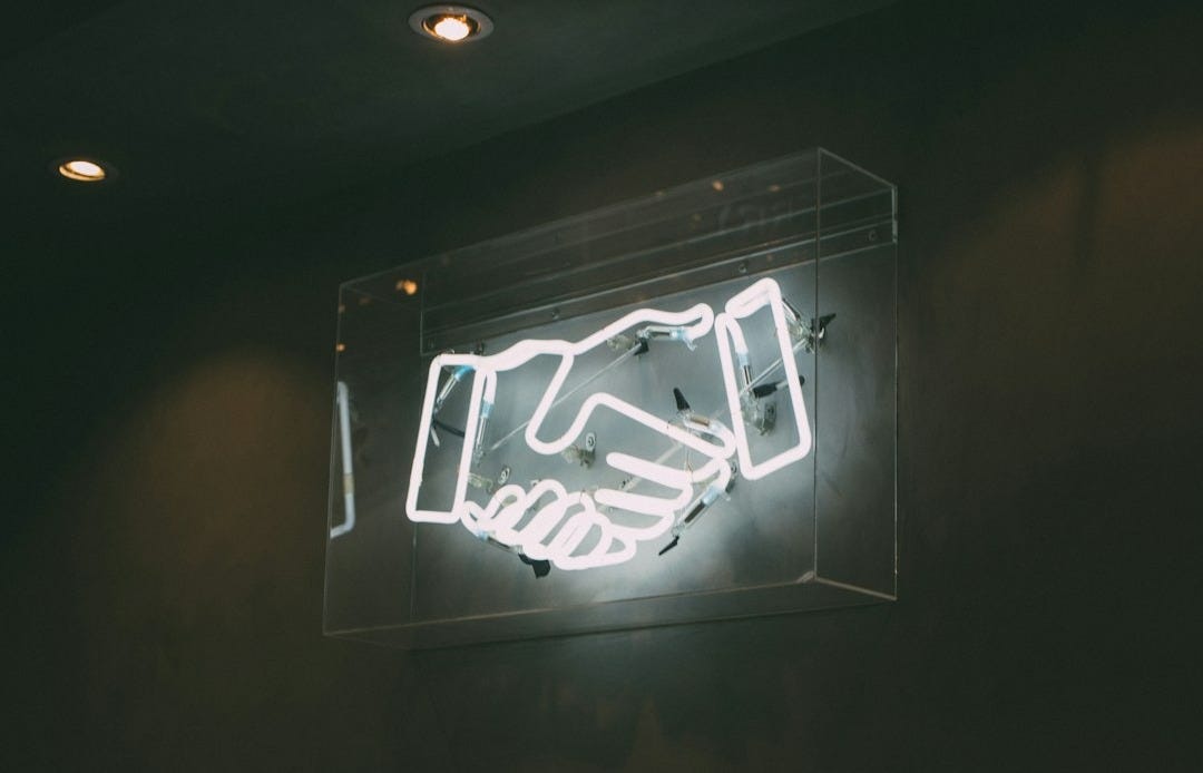 human hand neon signage