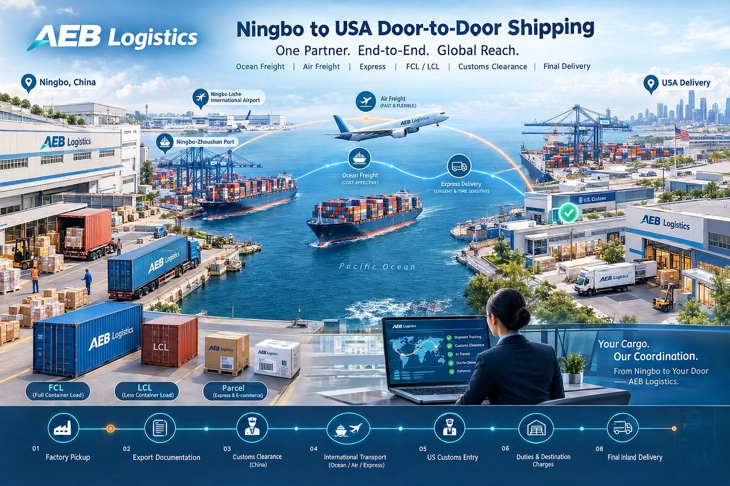 Ningbo to USA Door-to-Door Shipping With AEB Logistics Ningbo to USA Door-to-Door Shipping With AEB Logistics