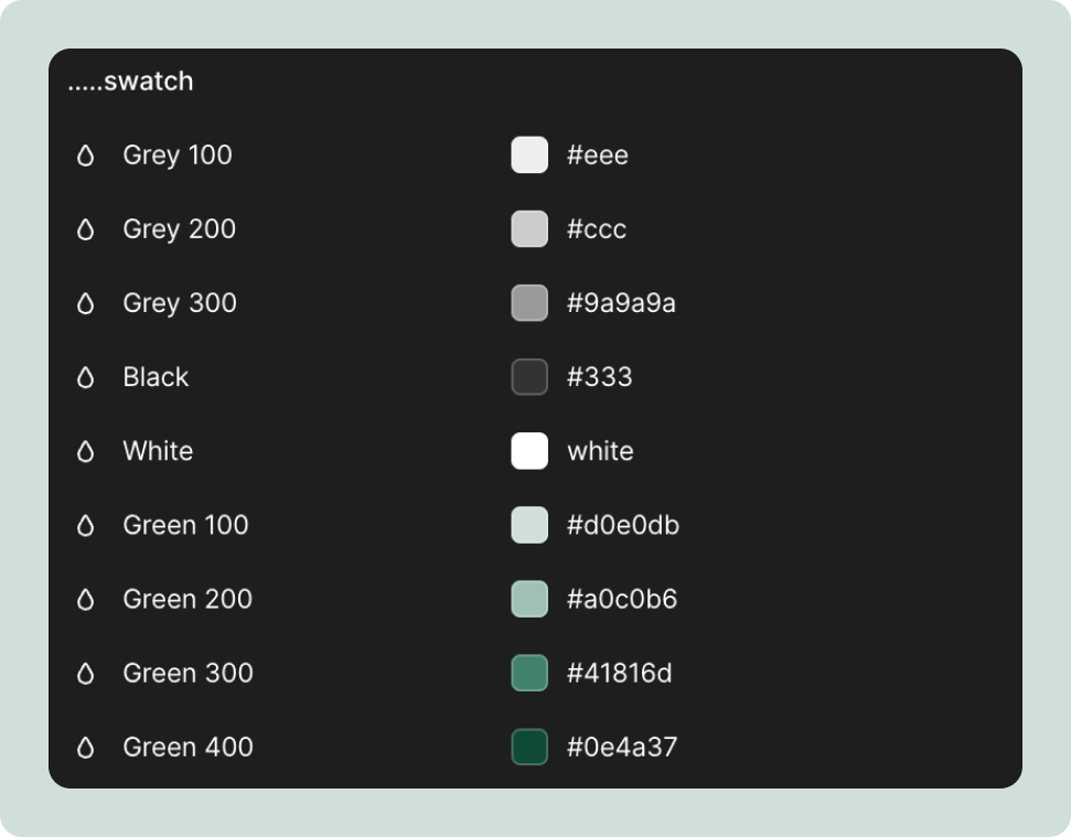 Swatches in my Variables-Based Design System Swatches in my Variables-Based Design System