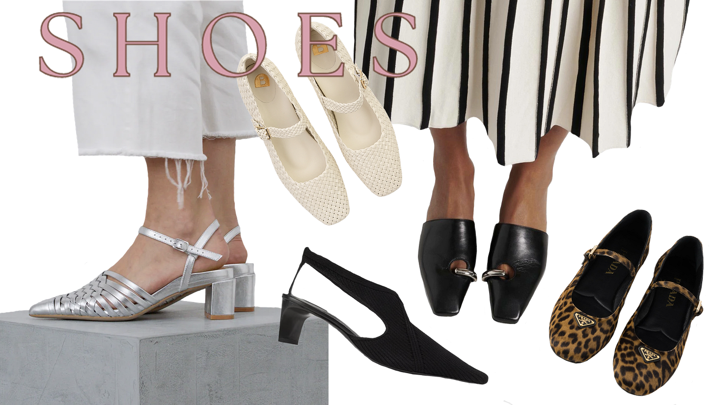 Images of various heels and flats.