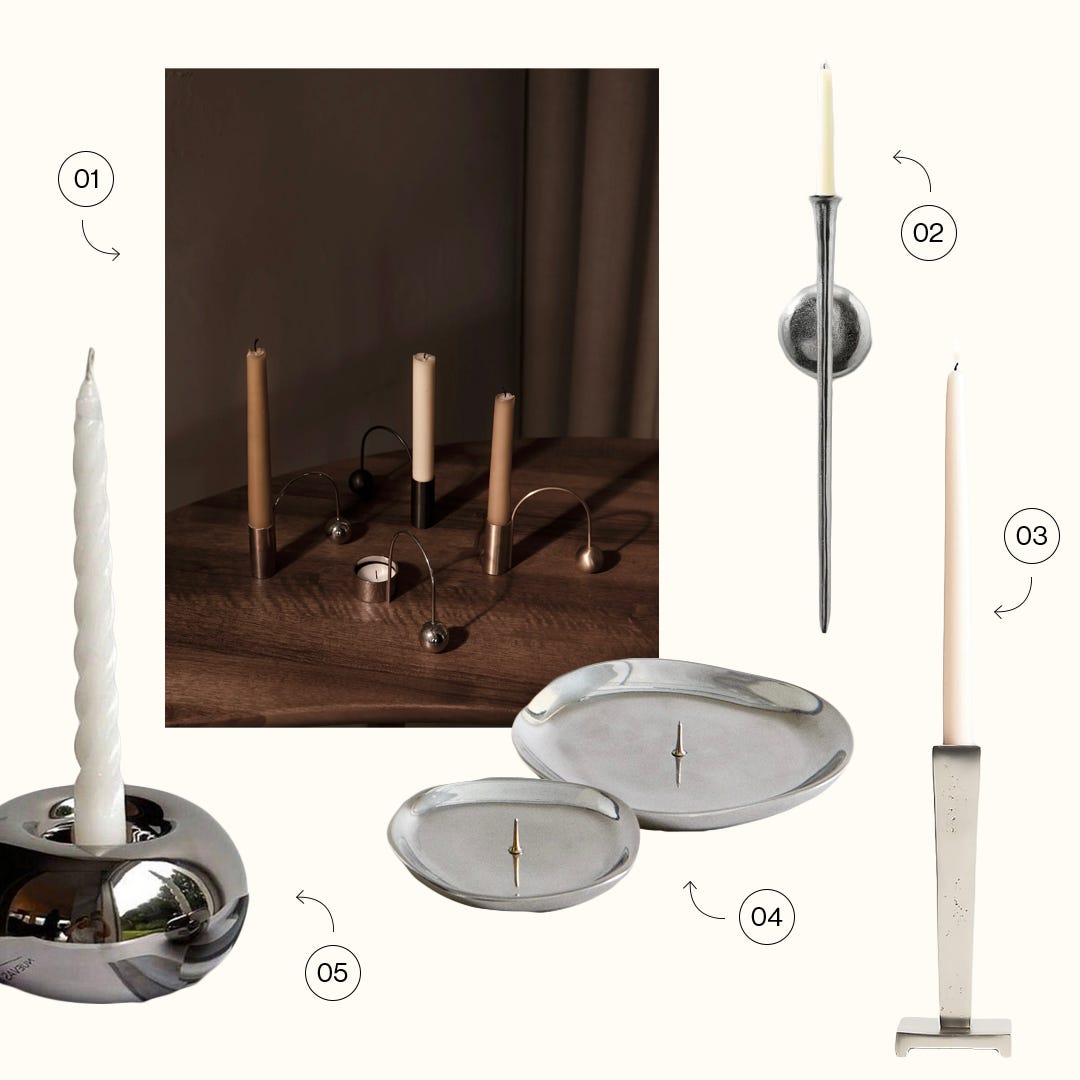 silver candle holders