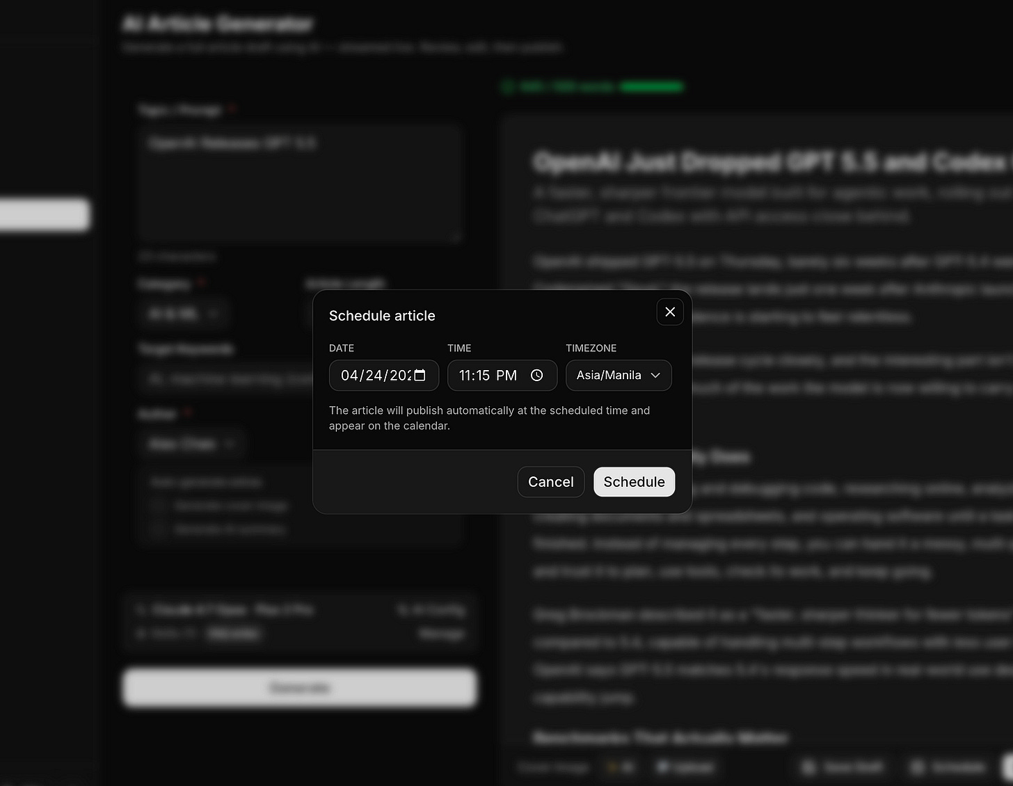 BloggFast new article scheduler. Image by Jim Clyde Monge